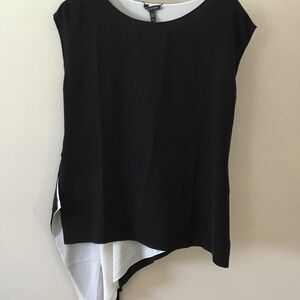 New Eileen Fisher Reversible Silk Crepe de Chine Asymmetric Top (Size: XS)